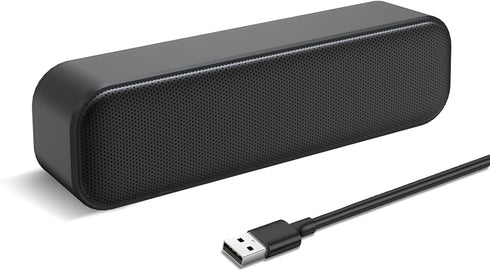 USB Computer Speaker, USB Powered Mini Soundbar, Laptop Stereo Speakers with Space Saving Design