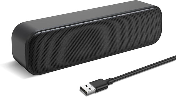 USB Computer Speaker, USB Powered Mini Soundbar, Laptop Stereo Speakers with Space Saving Design