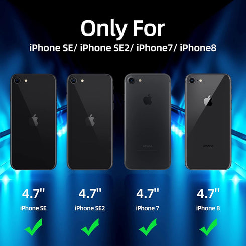 Dssairo 3 in 1 Liquid Silicone Ultra Slim Shockproof Case for iPhone SE 2022/3rd/2020/2nd Gen, 7/8 with 2 Pack Screen