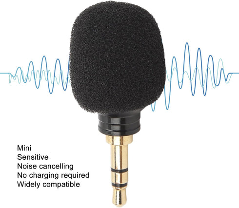ciciglow 3.5mm, External Camera Microphone Mini Omnidirectional Condenser Microphone with Noise Reduction, for DSLR