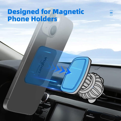 volport 6 Pack Metal Plate for Phone Magnet, Magic Plates Replacement with Sticky Adhesive for Magnetic Car Phone Mount