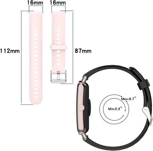 FitTurn 16mm Watch Bands for BOCLOUD ZX19 Smart Watch, Soft Silicone Replacement Wrist Strap