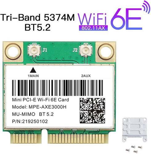 WiFi 6E Half Mini PCI-E Network Card, 802.11AX AC MPE-AXE3000H, 5400Mbps Wireless Card, BT5.2 for Windows 10/11 PC