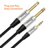 DTECH 5ft Audio Stereo Cable TRS 1/8 to Dual Quarter Inch TS 6.35mm Y Splitter, 3.5mm to 1/4 Adapter, Guitar AMP Aux