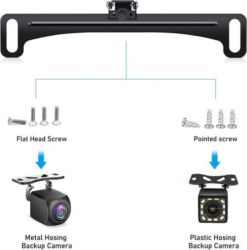 GLK Universal Rear Backup Camera License Plate Bracket, Full Stainless Steel Rear View Camera Mount, Plate Holder