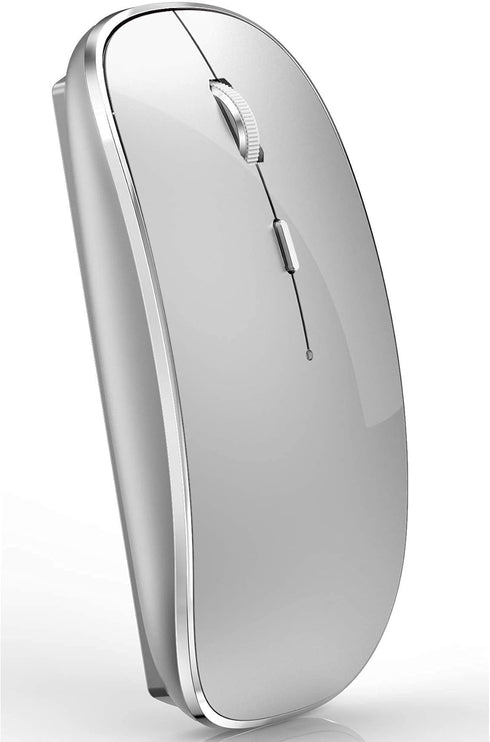 Rechargeable Wireless Bluetooth Mouse, Compatible with iPad Pro, MacBook, Chromebook, and Windows (Silver)