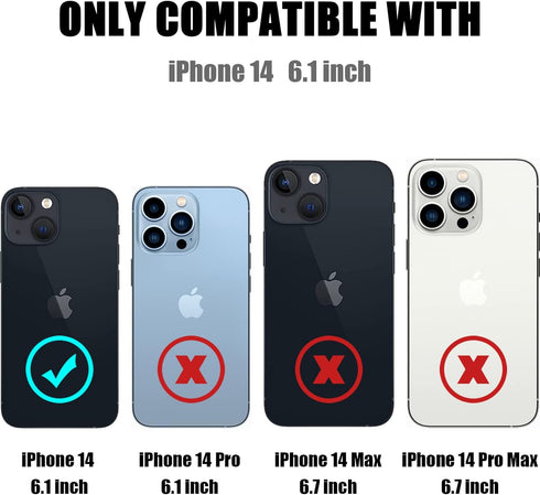 Nvollnoe for iPhone 14 Case with Card Holder, Heavy Duty Protective Dual Layer Shockproof Slim Wallet Case for Women &
