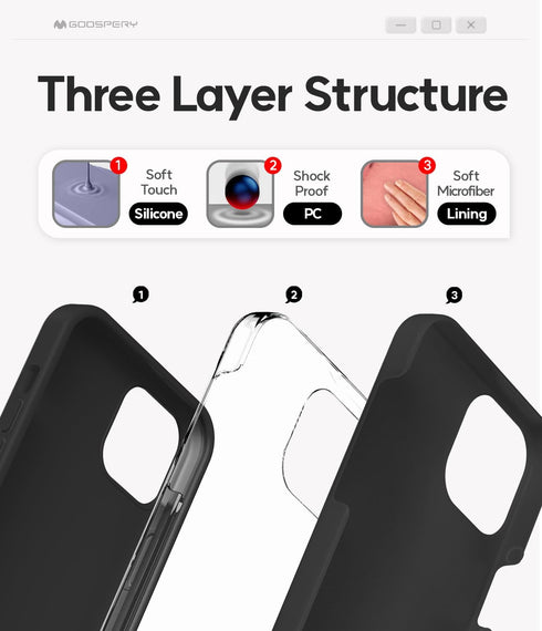GOOSPERY iPhone 15 Plus Liquid Silicone Case - Black, Shockproof Full Body Protection with Silky-Soft Touch &