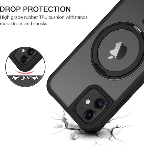 BENTOBEN Magnetic Case for iPhone 11, Black, Compatible with MagSafe, Rotatable Ring Holder Kickstand Design