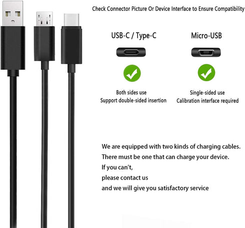 Charger Fit for Kindle Fire Tablet with 5Ft Type-C and Micro USB Cable for Charging Fire HD 6/7/8/10/Fire Max 11/Fire