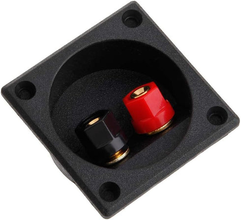 Pinhaijing Square Shape Double Binding Post Speaker Box Terminal Cup, Black and Red