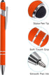 PATIKIL 6 Pack Ballpoint Pen with Stylus Tip, 2 in 1 Metal Pen, Black Ink 1.0mm Medium Point - Style 1, Orange