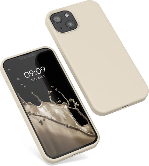 kwmobile TPU Silicone Case Compatible with Apple iPhone 13 - Soft Finish Phone Cover, Cream