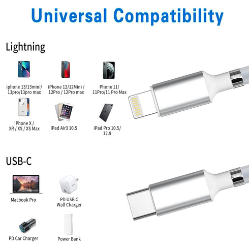 AICase Magnetic Type C to Lightning Cable: Super Organized Nano Data Cable for iPhone 14/13/12/11/Pro/Max/X/8/SE/iPad.