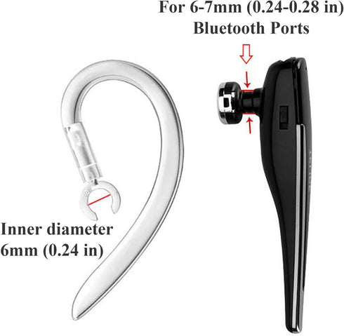 Ear Hooks 360° Rotatable Adjustable Soft Silicone Universal Headset Clips, 5Pcs 6mm