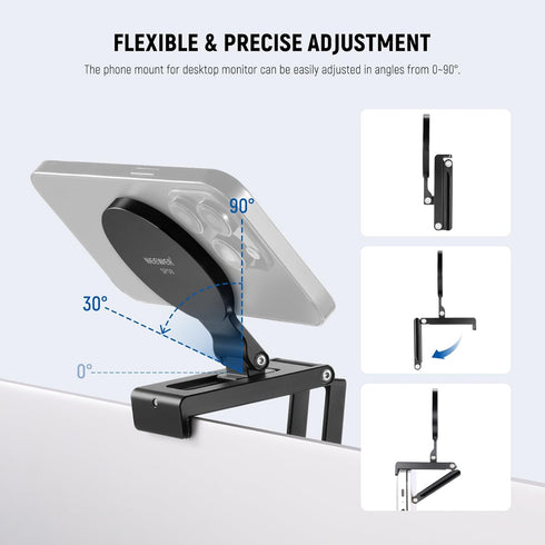 Neewer Continuity Camera Mount for Desktop Monitor, Magnetic Tri Fold Desk Phone Webcam Holder with Arca Type Base