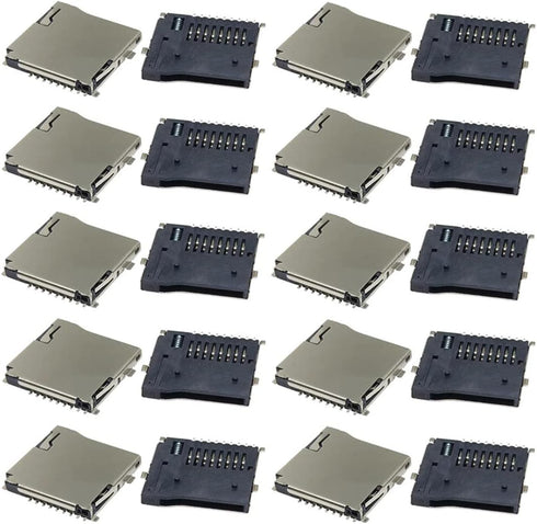 20Pcs Spring Loaded Push/Push Micro SD Transflash Memory Card Socket Slot