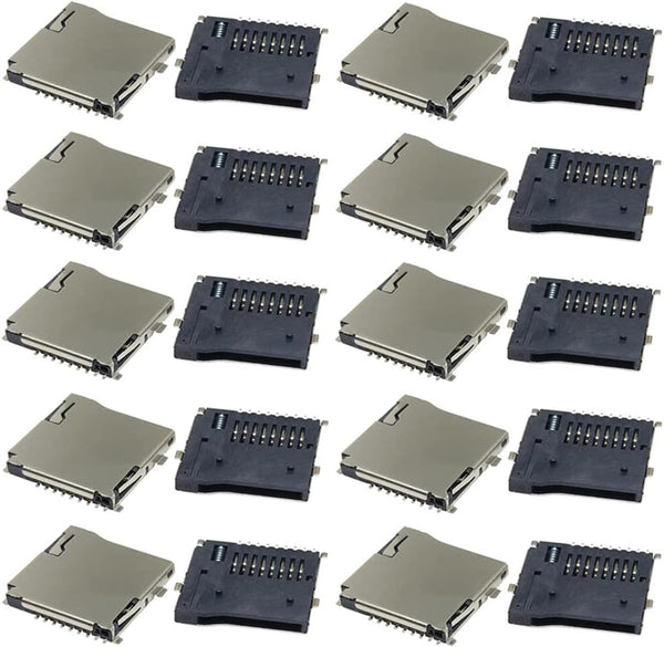 20Pcs Spring Loaded Push/Push Micro SD Transflash Memory Card Socket Slot