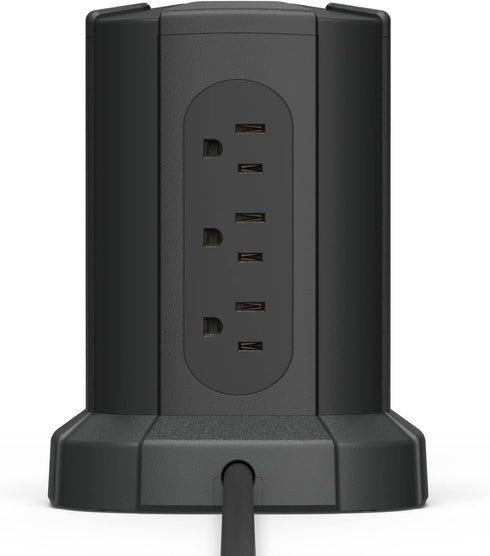 Amazon Basics 1080J, 9 (2 1 15A, 6ft Power Strip Tower Charging Station, Surge Protector Outlet with Integrated USB
