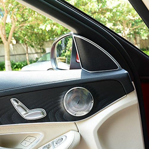 Lanyun Door Speaker Audio Player Cover Trim for Mercedes Benz 2015-2019 W205 C-Class & X205 GLC-Class (1 set/4 pic)