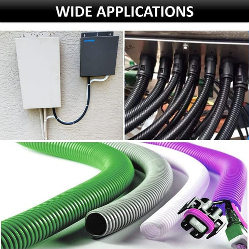 Kable Kontrol Split Wire Loom Tubing, 1/4” Inch, 10 Ft Long, Black Wire Conduit Cover