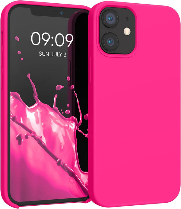 kwmobile Case for Apple iPhone 12 mini, TPU Silicone Phone Cover with Soft Finish in Neon Pink