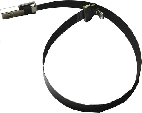 FFC Micro USB FPV Flat Slim Thin Ribbon FPC Cable Black 90 Degree to Standard USB A for Charging and Sync (30CM)