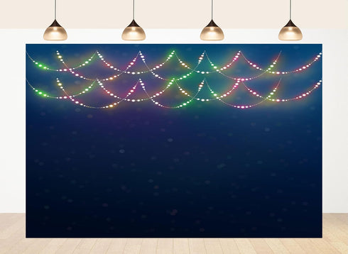 LidyMini 8x8ft Fabric Multicolor String Light Bokeh Backdrop Festive Glowing Night Scene Background