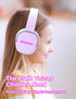 Kids Headphones with Safe Volume Limiter, 3.5mm Wired On-Ear Headphones for School, HD Stereo Sound (Pink)