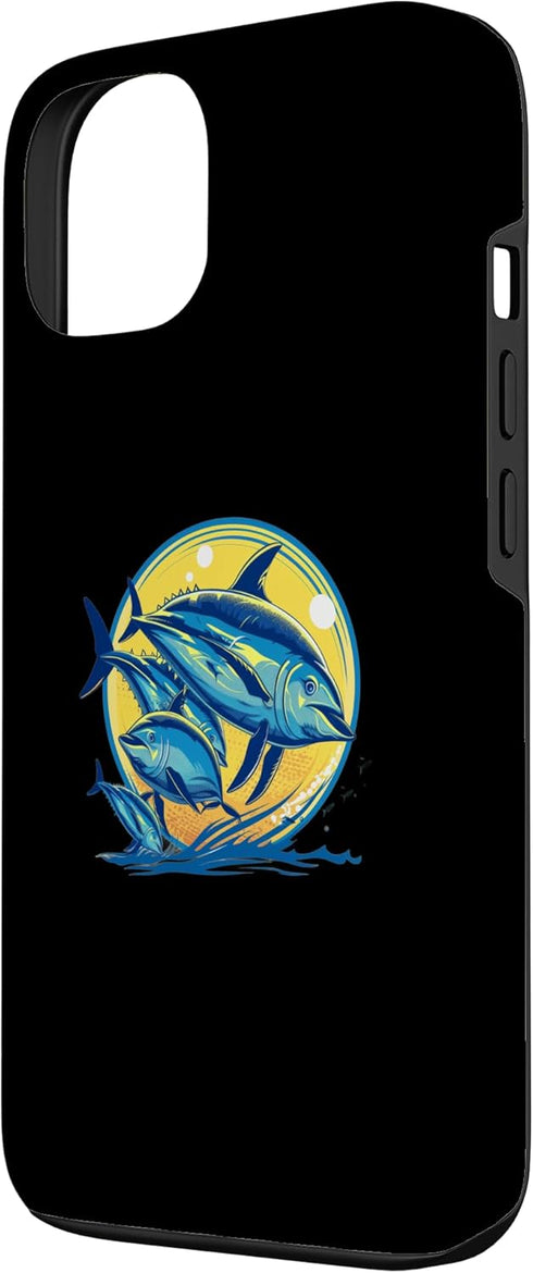 Yellowfin Tuna Fishing Ahi Fish Ocean Designs 13 Yellowfin Tuna With Dolphins Case for iPhone