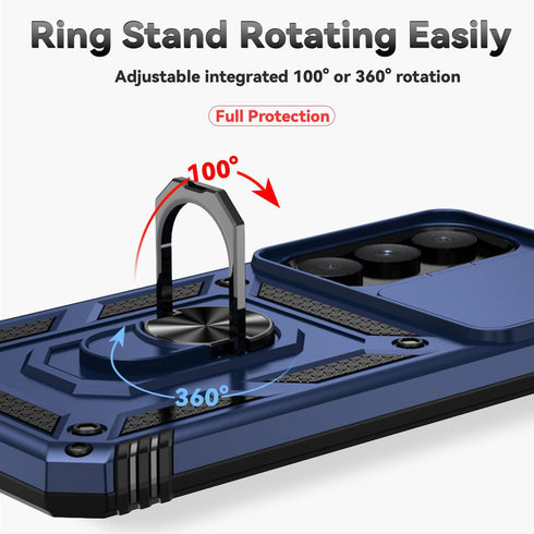 Samsung Galaxy A55 5G Case with Camera Lens Cover, Dual Layer Military-Grade Drop Tested Magnetic Ring Holder Kickstand