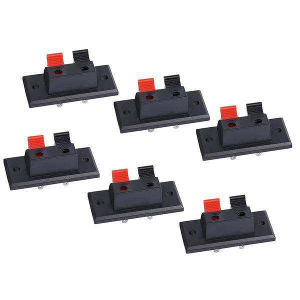 PNGKNYOCN 2 Way Stereo Speaker Terminal, 2 Pin Amplifier Terminal Binding Post Spring Jointing Clamp (6-Pack)