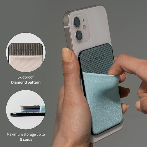 Sinjimoru Magnetic Wallet for MagSafe, Strong Card Holder for iPhone 15 14 13 12, Stretchy for IDs, Cash, Keys, M-Basic