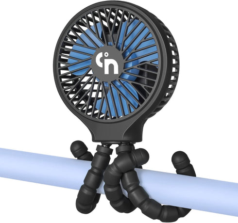 WiHoo Mini Handheld Stroller Fan, Personal Portable Car Seat Baby Fan with Flexible Tripod, USB or Battery Operated,
