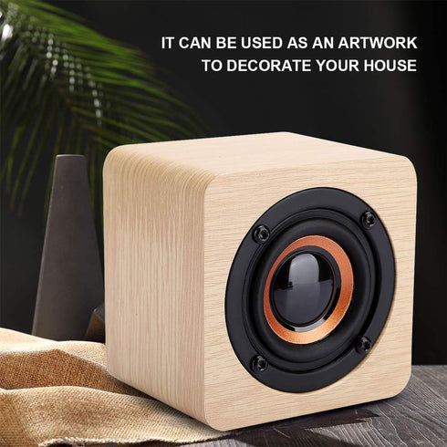 Retro Wireless Bluetooth Speaker, Yellow Wooden USB-Powered Portable Speaker with HD Sound and Rich Bass for PC