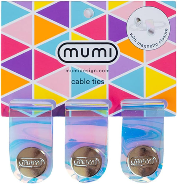 MUMI Holographic Cord Organizer, Stylish Cable Ties and Wraps for Cable Management, Set of 3 Durable Straps