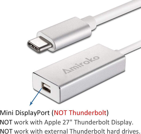 USB-C to Mini DisplayPort Adapter, USB 3.1 Type C to Mini DP Adapter Support 4K, Compatible with MacBook Pro,