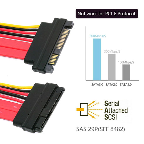 chenyang SFF-8482 Extension Cable, 29Pin Male to Female, 0.5m