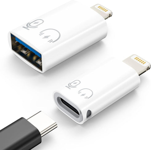 MoKo USB C Female to Lightning Male Adapter, Lightning to USB-A OTG Connector for iPhone 14/13/12/11 Pro Max