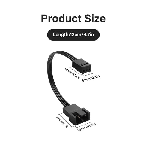 GINTOOYUN 4Pin PWM to 3Pin Standard Fan Adapter Cable, PWM Fan Temperature Control Cable for Desktop PC (5 Pack)