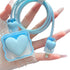 Waves Blue Heart Shape DIY 18W 20W Data Cable USB Charger Protector Line Earphone Wire Saver for iPhone XR/7/8
