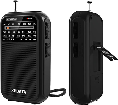 D220 Portable Radio AM FM SW, Battery Operated Radio with Headphone Jack, Excellent Reception Pocket Radio
