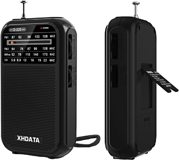 D220 Portable Radio AM FM SW, Battery Operated Radio with Headphone Jack, Excellent Reception Pocket Radio