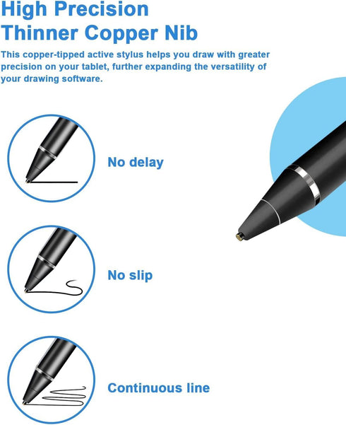 Stylus Pen for Touch Screen, 1.5mm Fine Point Rechargeable Universal Pencil Compatible with
