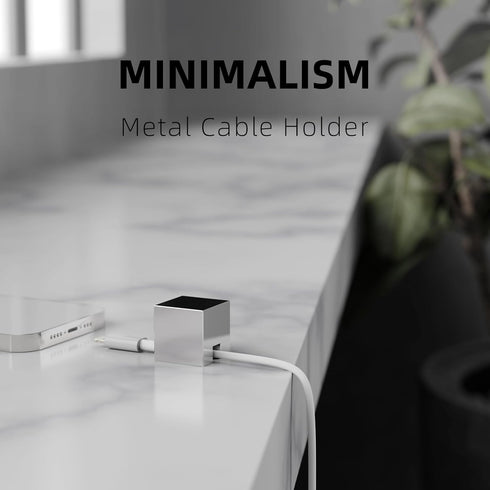 N2U 1 Metal Cord Holder, Weighted Cable Organizer or Management, Heavy Wire Keeper for Nightstand, Desk, Bedside Table