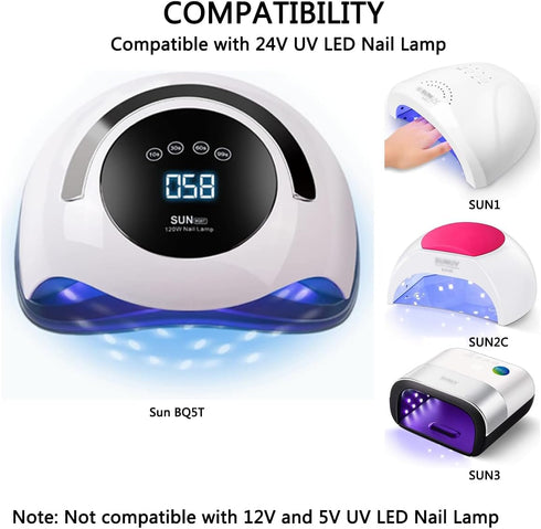 Gzzscortd 24V BQ5T 120W Replacment AC DC Power Adapter Charger Compatible with Sun UV LED Nail Lamp Nail Dryer Power