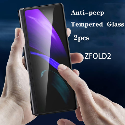 2 Pack Privacy Tempered Glass for Samsung Galaxy Z Fold 2, Anti-peep Scratch Resistant Screen Protector Suit for Z Fold