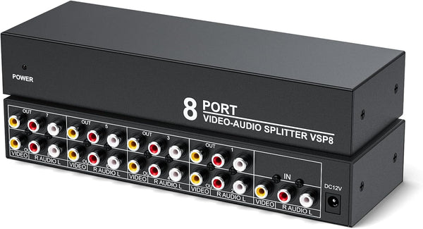 LUKFOCAB 8 Way 3 RCA Splitter Box 1 in 8 Out, Powered 8