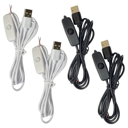 ThtRht 4 Pack USB Extension Cable with Switch On/Off 2 Pin Wire Connector