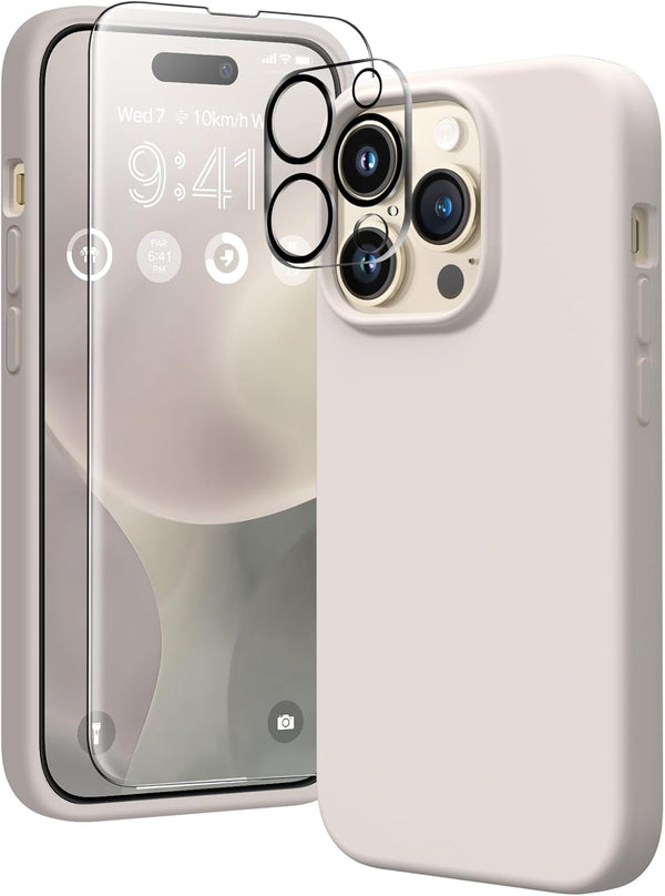 GONEZ iPhone 14 Pro Max Case, Liquid Silicone Shockproof, Magsafe Compatible, with 2X Screen & Camera Lens Protectors,